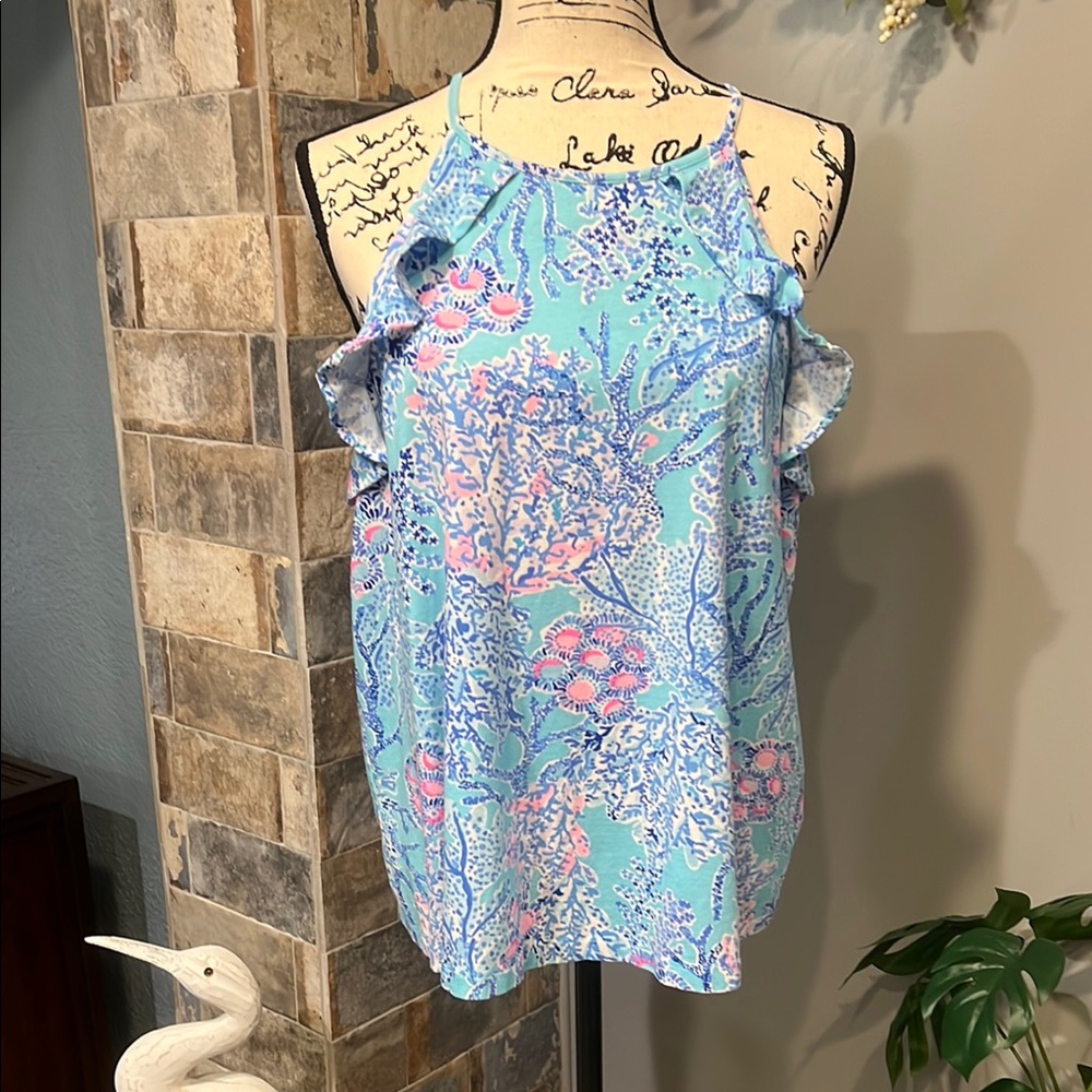 Lilly Pulitzer Billie Tank Top Blue Ibiza Now You See Me